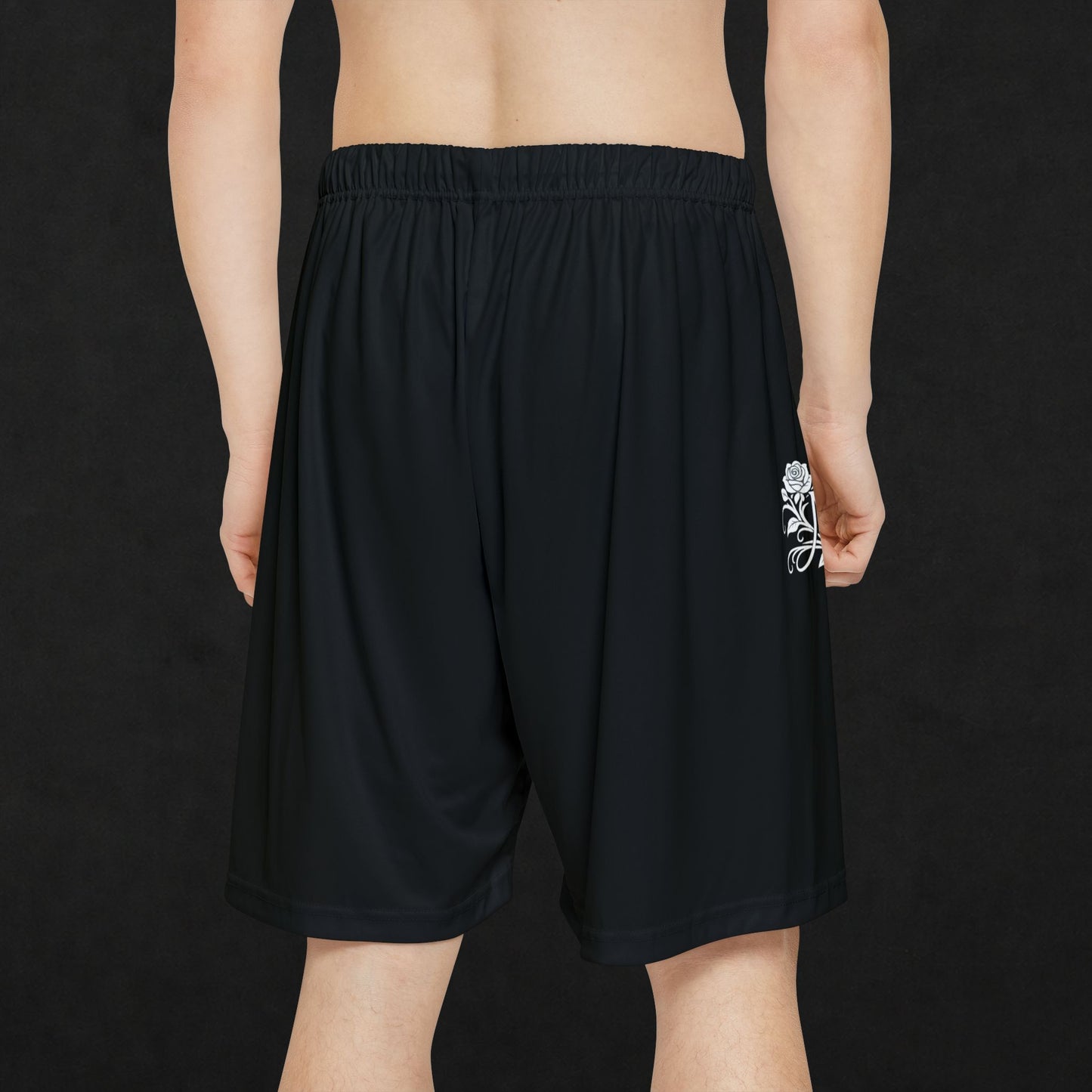 Nerth Floral Logo Men's Athletic Shorts — Black Performance Gym Shorts