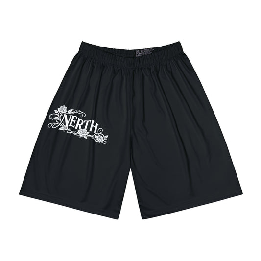 Nerth Floral Logo Men's Athletic Shorts — Black Performance Gym Shorts